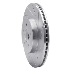 Subaru Impreza Brake Rotor (1) - Front Right - R1 Concepts - Drilled & Slotted - Silver - `17-`23